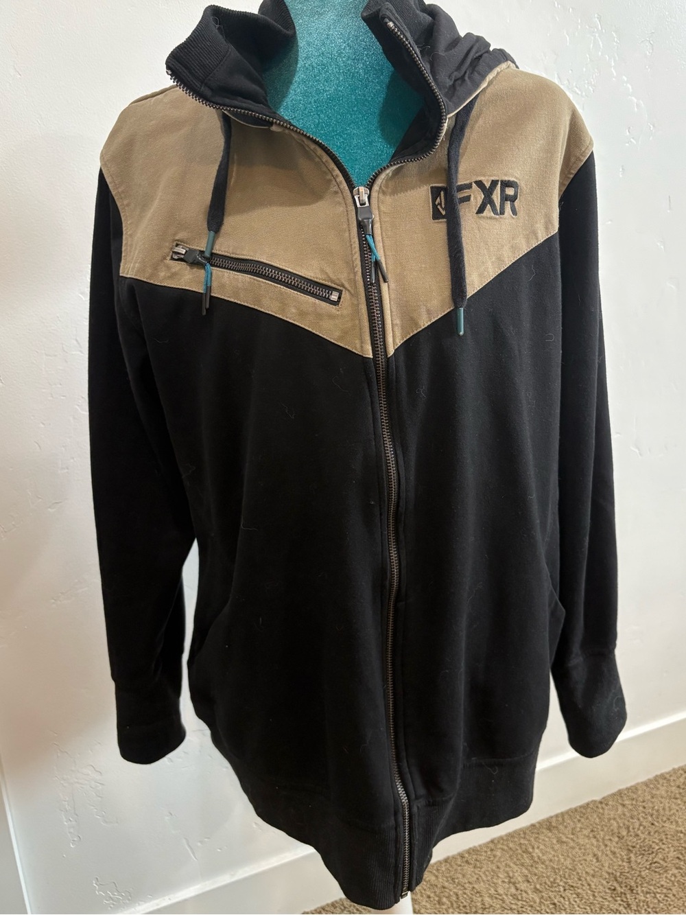 FXR Black & Tan Colorblock Full-Zip Hoodie Size XL